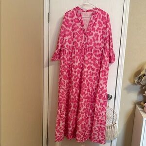 SHEIN Curve Pink and White Dress